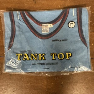 Vintage Ego-Trix Herren Tank Herren LG BLAU Neu 100% Baumwolle Vintage Ärmellos MIP - Bild 1 von 8