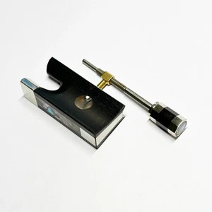4/4 Violin Frog Button Abalone Inlaid Ebony Nickel Silver Single Eye Inlaid - Picture 1 of 2