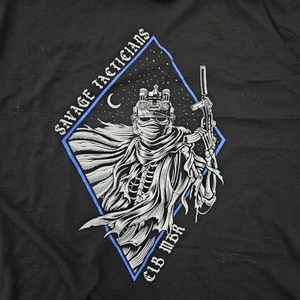 Camiseta Savage Tacticians Para Hombre Negra Esqueleto Gafas de Noche Azul 2XL - Imagen 1 de 4