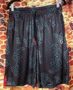 AND1 Men shorts M black red webs activewear elastic waist drawstring - Picture 1 of 5