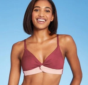 Women's Kona Sol Colorblock Twist Bikini Top Enhanced Plum Size L NWOT - Picture 1 of 7
