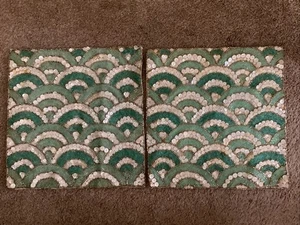 Vintage Beaded Mermaid Scale 14" Square Placemat. ?Pier 1 Imports? - Picture 1 of 12