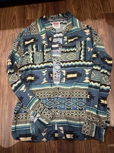 Levi's Western Shirt Mens 2XL Blue Pearl Snap Aztec Navajo Tribal Southwestern - Picture 1 of 4