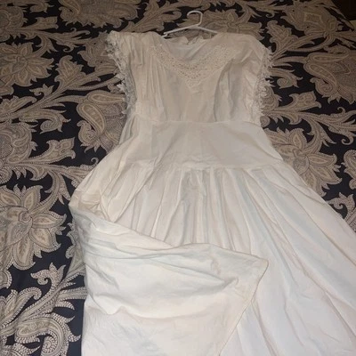 Vintage Y2K 80s My Michelle White Lace Derby Long Dress Size 13 /14 - Image 1 of 4