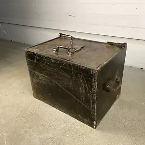 Antique Iron Strong Box with Handles and Key - Picture 1 of 10