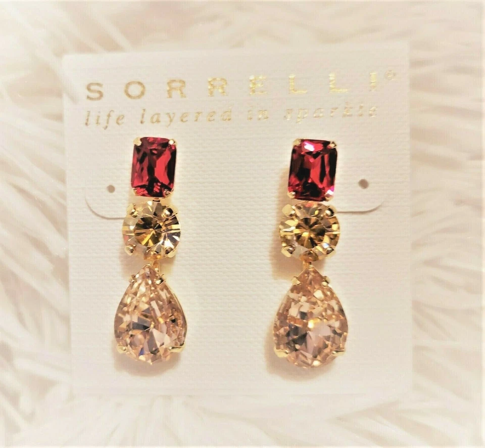 *NUEVO* Y *RETIRADO* ~ Sorrelli ~ "CHAMPAGNE ESCARLATA" ~ GOTA ~ Pendientes  Foto 1 de 4