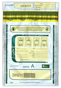 9x12 SafeLok, white w/ pocket, 100 Deposit Bags - Picture 1 of 1