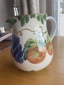 Large Decorative Jug Hand Painted Fruit Design, Likely from Spain 17cm H - Picture 1 of 7