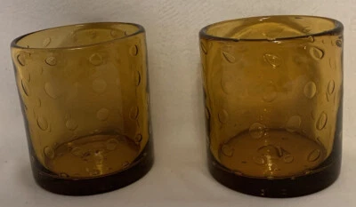 Juego de 2 vasos Highball de 16 onzas de vidrio ámbar soplado a mano Foto 1 de 4