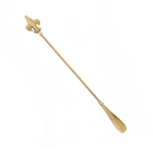 Long Shoehorn Brass 2ith Fleur Di LIs Top 23" - Picture 1 of 4