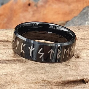 Wikinger Ring mit Futhark Runen aus Wolfram - Bild 1 von 56