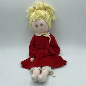 "Muñeco bebé vintage de tela Eden cuerpo suave juguete de peluche niña cabello rubio ojos marrones 16""" - Imagen 1 de 7