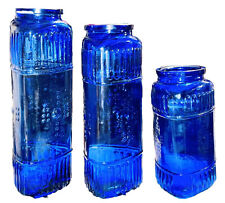 VINTAGE COBALT BLUE GLASS Bale Top Jars /Canisters No Lids/Vase’s
