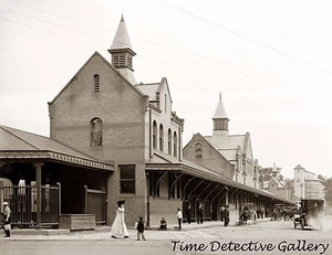 Delaware & Hudson Railroad Station, Saratoga Spgs., NY 1905 historischer Fotodruck - Bild 1 von 1