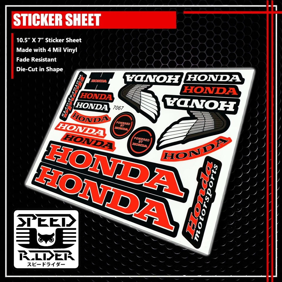 MICRO SPONSOR STICKER DECAL MOTORCYCLE BIKE ATV GEAR HELMET WINGS LOGO for HONDA - Image 1 of 1