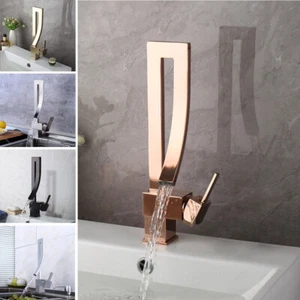 Gold/Black Bathroom Sink Taps Unique Design Basin Mixer Faucet 1 Hole Deck Mount - Picture 1 of 37