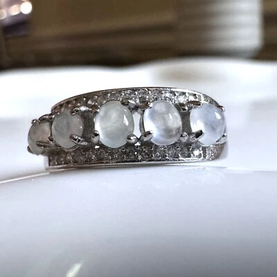 Anillo Banda Jadeíta Birmania Grado A Ajustable Plata de Ley S925 - Diseño Pavé Foto 1 de 4