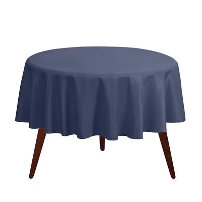 Round Tablecloth - 90 Inch Navy Blue Round Table Cloth for 30 to 60 Inch Roun... - Image 1 of 4