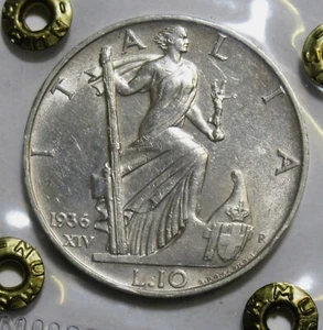 *VITTORIO EMANUELE III 10 LIRE 1936 IMPERO IN COS. QSPL SIGILLATA DA NUMMUS - Picture 1 of 4