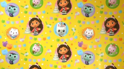 GABBY'S DOLLHOUSE GIFT WRAP - 1m. WRAPPING PAPER girls birthday - FAST DISPATCH