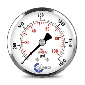 2-1/2" Pressure Gauge Chrome Plated Steel Case Dry 0-1500 psi/kPa Back Mount ... - Picture 1 of 3