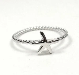 STERLING SILVER NAUTICAL ROPE WITH STARFISH SEA LIFE RING SIZES 8 AND 9 - Picture 1 of 7