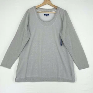 Clinton Kelly Womens 1X Double Layer Tunic Top w/ Baby Chain Detail Silver Gray - Picture 1 of 7