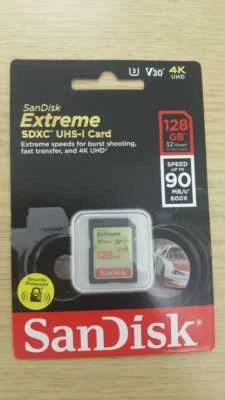 SanDisk Extreme SDXC Card 90MB/s V30 UHS-I U3 - 128GB - Image 1 of 2