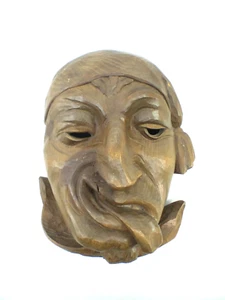 Holz Maske geschnitzt Frazen Gesicht Grimase - Bild 1 von 8