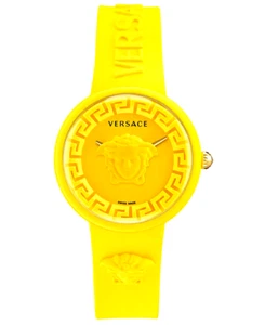Versace Medusa Pop Correa Amarilla Reloj de Moda Cuarzo Suizo Unisex Hombres Mujeres Nuevo - Imagen 1 de 4