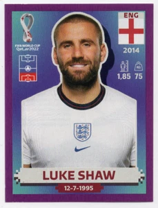 ENG8 Luke Shaw Purple Parallel Panini World Cup Qatar 2022 sticker - Picture 1 of 2