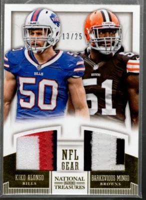 A0899 2013 National Treasures NFL Gear Prime #15 Barkevious Mingo/Kiko Alonso/25 - Image 1 of 2