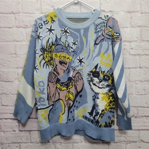 Suéter Harajuku Anime Japonés Gato Gráfico Talla S/M Tejido Jersey Ropa de Calle - Imagen 1 de 8