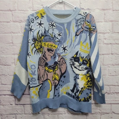 Suéter Harajuku Anime Japonés Gato Gráfico Talla S/M Tejido Jersey Ropa de Calle Foto 1 de 4