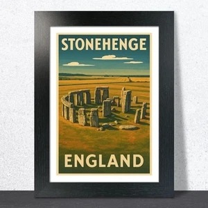 Póster de viaje de Stonehenge, Inglaterra. Impresión de arte de pared - Imagen 1 de 7
