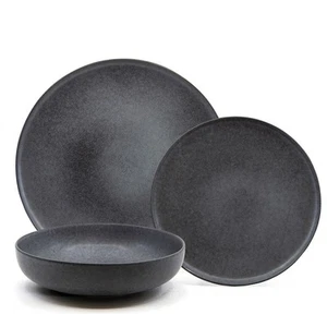 Salt & Pepper Hue 12 Piece Dinner Set - Black - Picture 1 of 6