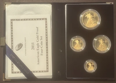 2011-W American Eagle OURO 4 conjunto à prova de quatro moedas 1,85 oz. lingote OGP CERTIFICADO DE AUTENTICIDADE- 10056 - Imagem 1 de 4