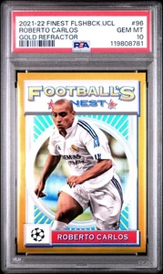 2021-22 TOPPS FINEST FLASHBACKS ROBERTO CARLOS GOLD REFRACTOR #/50 #96 PSA 10 - Picture 1 of 2