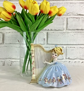 Figurina Josef Originals Robin che suona l'arpa musicale serie porcellana 5,5" - Foto 1 di 14