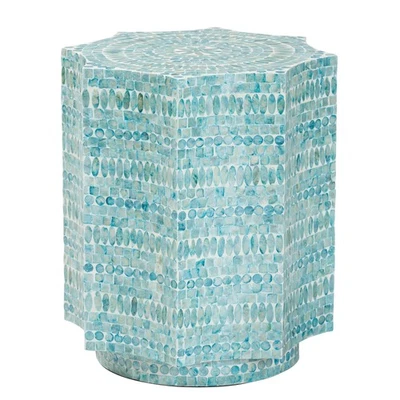 Baxton Studio Olesia Modern Bohemian Mosaic Teal Mother of Pearl End Table - Image 1 of 4