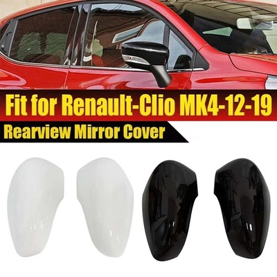 For Renault Clio MK4 2012-2019 2Pcs Clip-on Rearview Mirror Cover Trim Caps ABS - Image 1 of 4