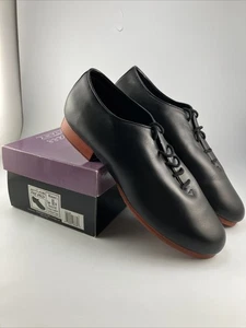 Damen schwarz genarbtes Leder Jazz/Clogging Full Oxford (ohne Hähne) Größe 11 breit - Bild 1 von 10