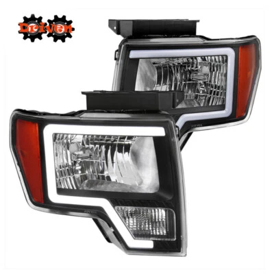 Faros de carcasa negros platino para camioneta Ford F150 09-14 contorno DRL ámbar Foto 1 de 4