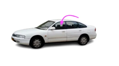 Se adapta a: Mazda 626 1993-1997 sedán 4D lado del conductor puerta delantera izquierda ventana vidrio Foto 1 de 4