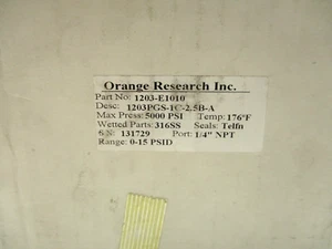 NEW ORANGE RESEARCH 1203PGS-1C-2.5B-A PRESSURE GAUGE 1/4"NPT 316SS 0-15PSID - Picture 1 of 4