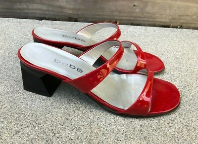 Zapatos sin cordones BEBE para mujer talla 7,5 B rojo charol correa tacón grueso Foto 1 de 4