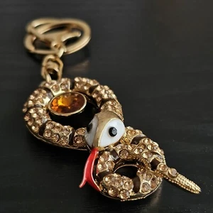 Creative Cute Amber Snake Keychain with Rhinestones Fantastic Animal Keyring - Picture 1 of 4