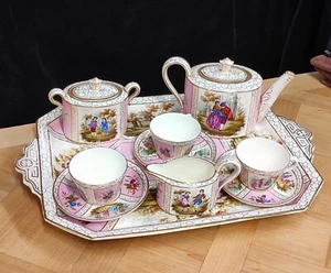 Service For Tea Porcelain Finely Hand Painted - Dresden, XIX / Xx Century - Picture 1 of 18