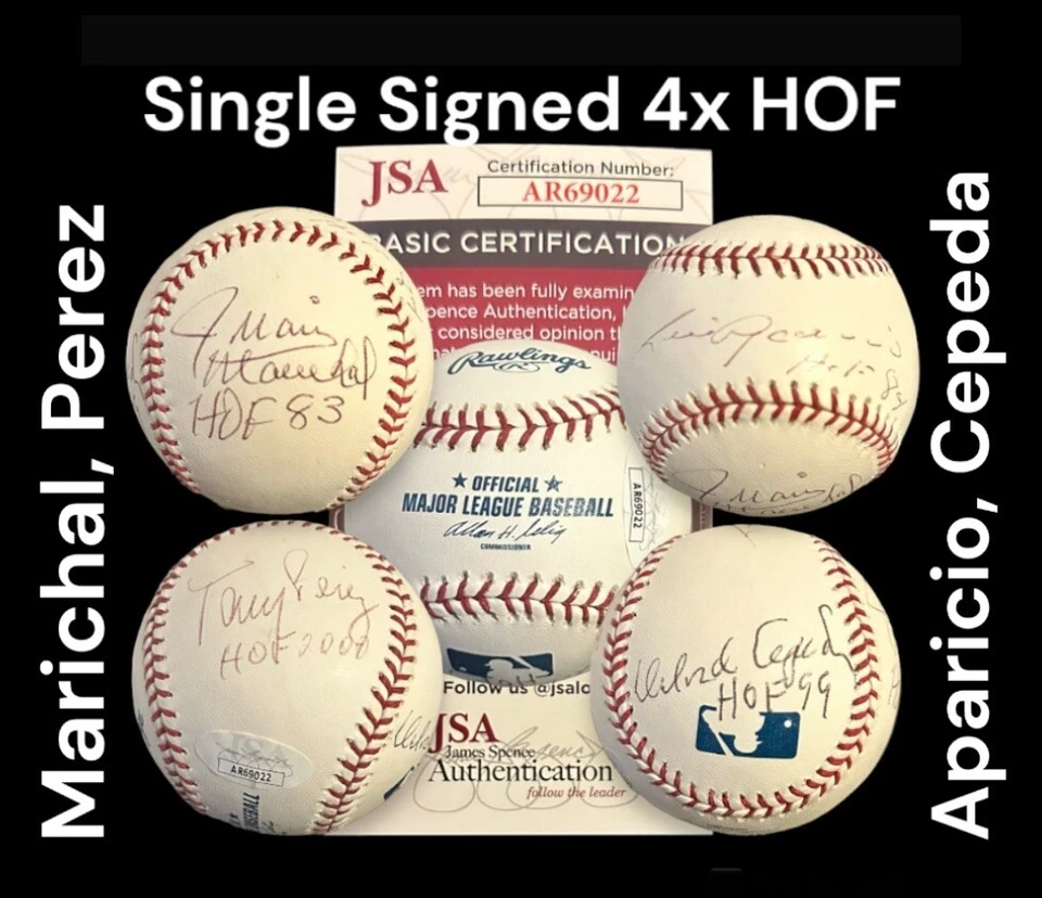 APARICIO, PEREZ, CEPEDA, MARICHAL AUTOGRAPHED SINGLE SIGNED BASEBALL JSA CERT - Image 1 of 4