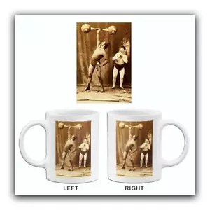 1885 Carnival Sideshow - Strong Man Herbert Bosworth & Admirer - Postcard Mug - Picture 1 of 3